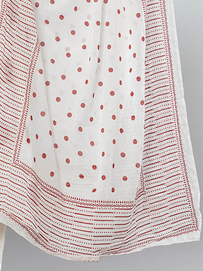 Dhiyona IE Women Printed Panelled Sequinned Pure Cotton Kurta Trousers & Dupatta
