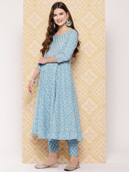 Dhiyona KL Women Ethnic Motifs Printed Regular Pure Cotton Kurta with Trousers & Dupatta