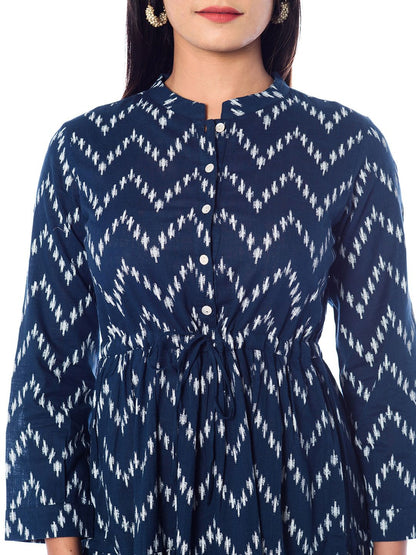 Dhiyona AY Women's Blue Printed Fit and Flare Dress