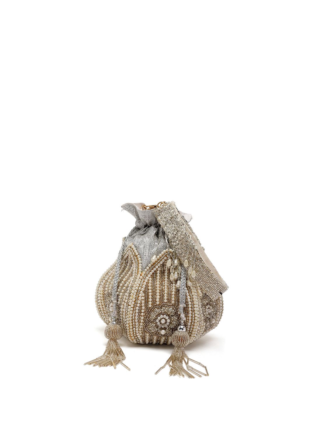 Dhiyona NR Embellished Tasselled Potli Clutch