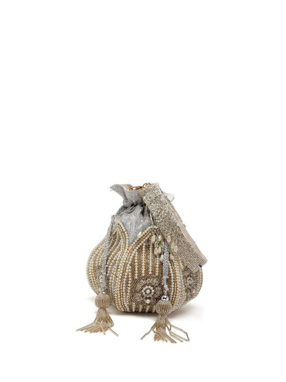 Dhiyona NR Embellished Tasselled Potli Clutch