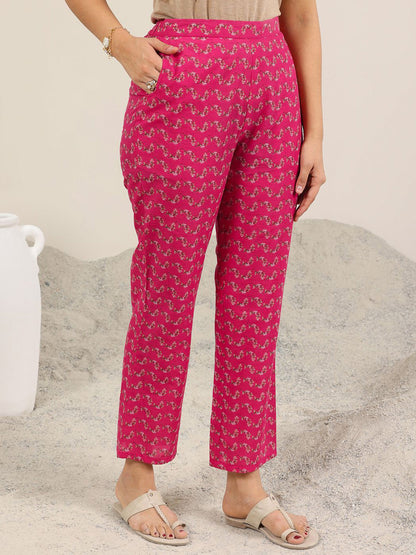 Floral Printed V-Neck Straight Kurta With Trousers