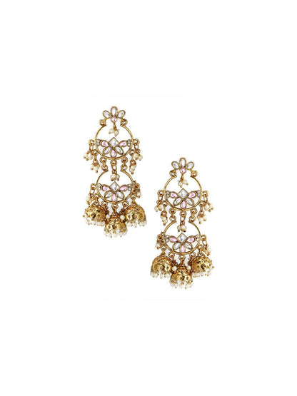 Dhiyona RJ Women's 18K Gold-Plated Kundan Jhumkas