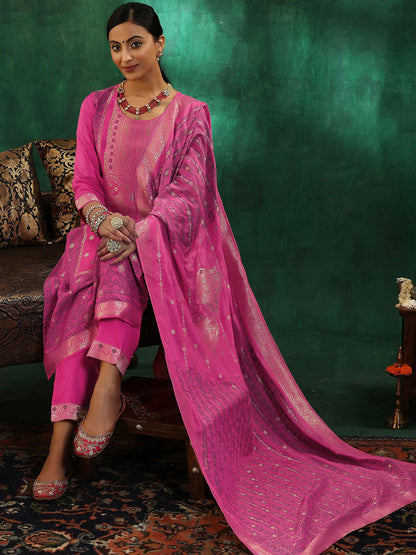 Women Ethnic Motifs Regular Kurta with Trousers & With Dupatta