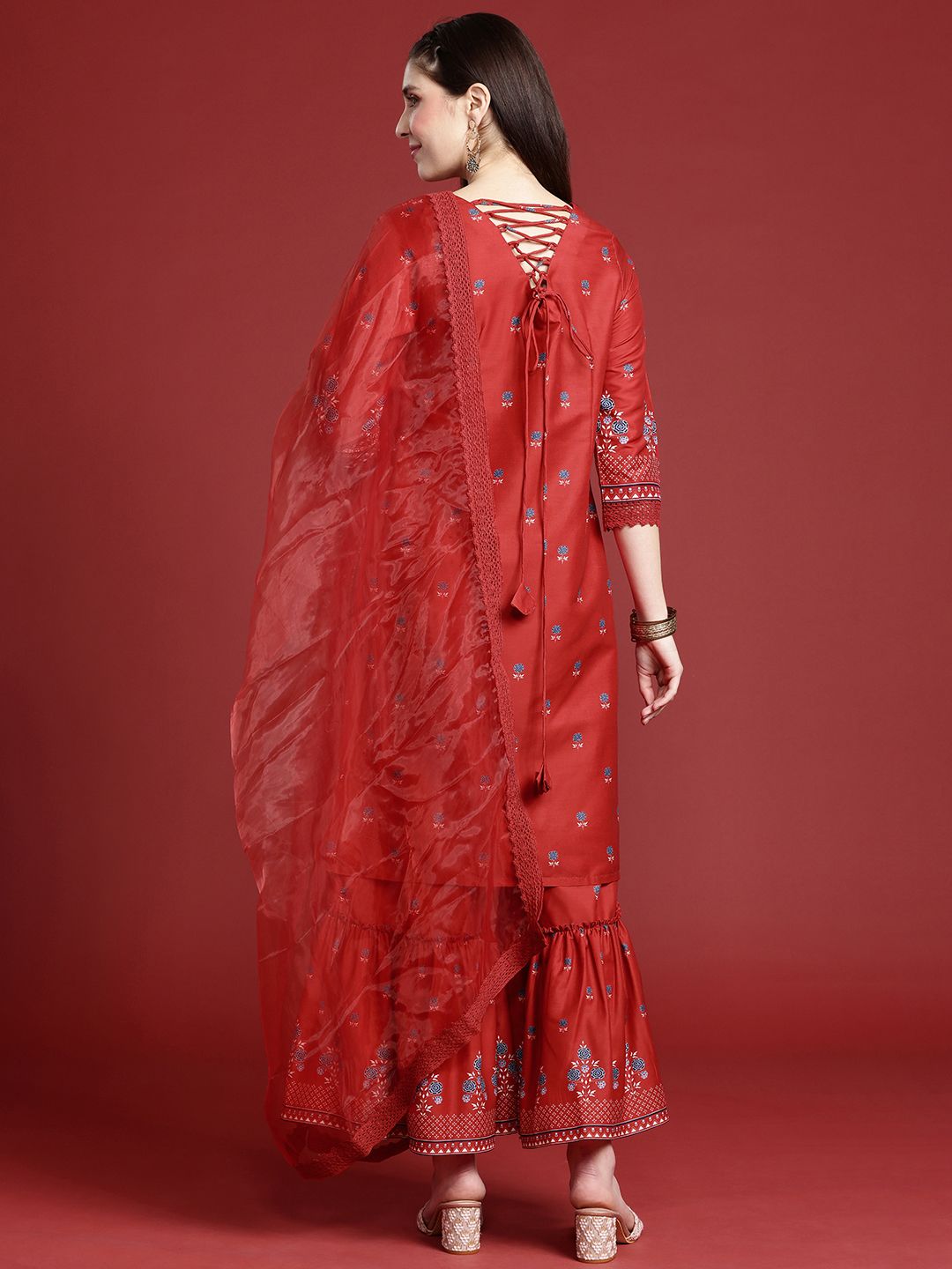 Dhiyona AN Ethnic Motifs Printed Kurta with Sharara & With Dupatta