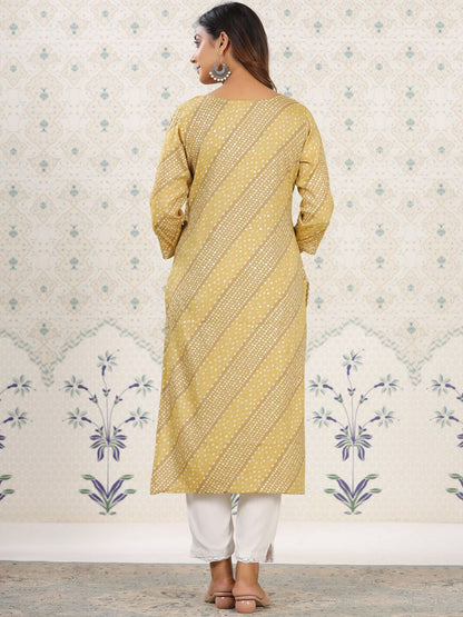 Dhiyona OD  Ethnic Motifs Printed Gotta Patti Straight Kurta