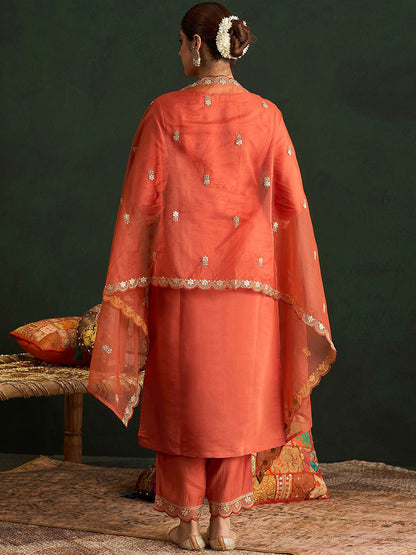 Women Ethnic Motifs Embroidered Regular Gotta Patti Kurta with Trousers & With Dupatta