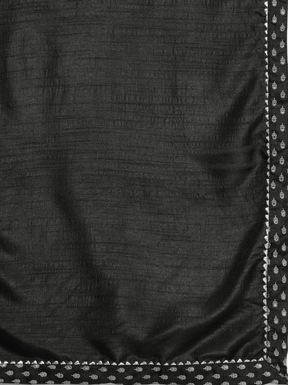 Dhiyona IE Women Black Ethnic Motifs Printed Gotta Patti Kurta with Trousers & With Dupatta