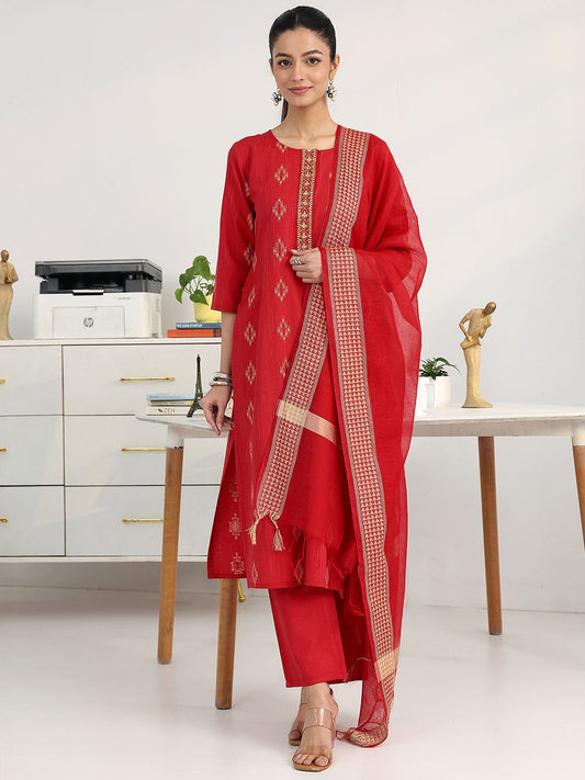 Women Ethnic Motifs Printed Regular Kurta with Trousers & With Dupatta