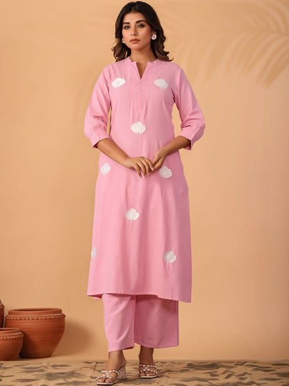 Women Floral Embroidered Regular Thread Work Kurta with Palazzos