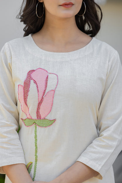 Bodhi Angel Embroidery Cotton Kurta Set