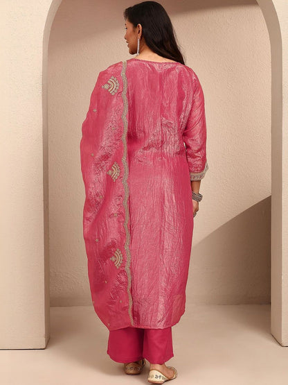 Dhiyona Women's Ethnic Motifs Embroidered Regular Thread Work Kurta with Palazzos & With Dupatta