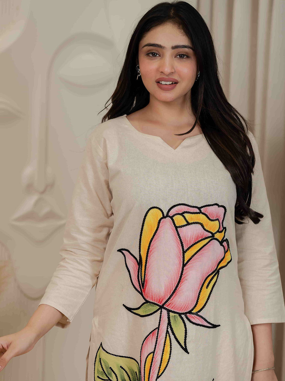 Floral Printed Pure Cotton Straight Kurta & Palazzos