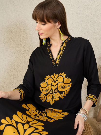 Dhiyona IE Printed Mandarin Collar Tunic With Palazzo