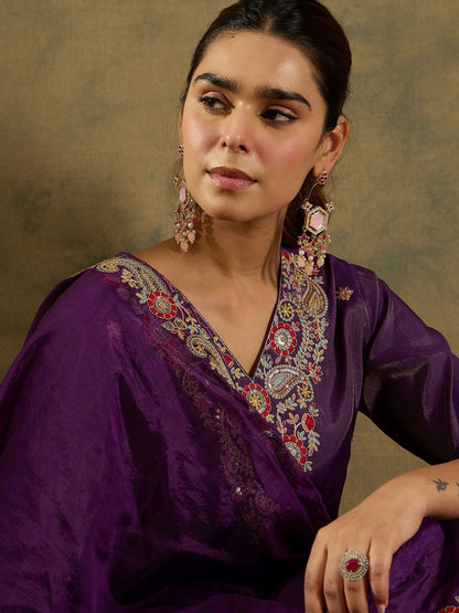Ethnic Motifs Embroidered Kurta With Trousers & Dupatta
