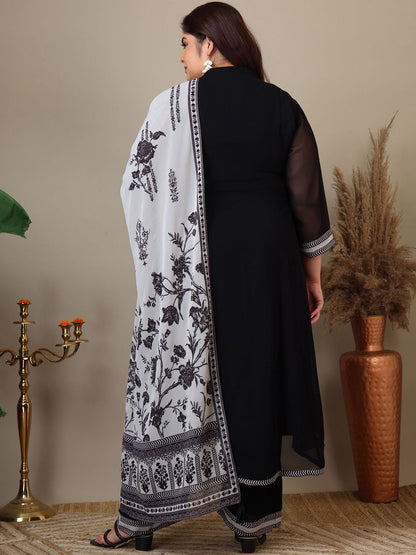 Dhiyona IN Women Plus Size Ethnic Motifs Printed Kurta with Palazzo & Dupatta