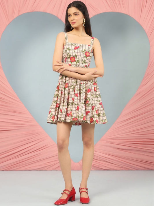 Dhiyona AY Women's Floral Print Fit & Flare Mini Dress