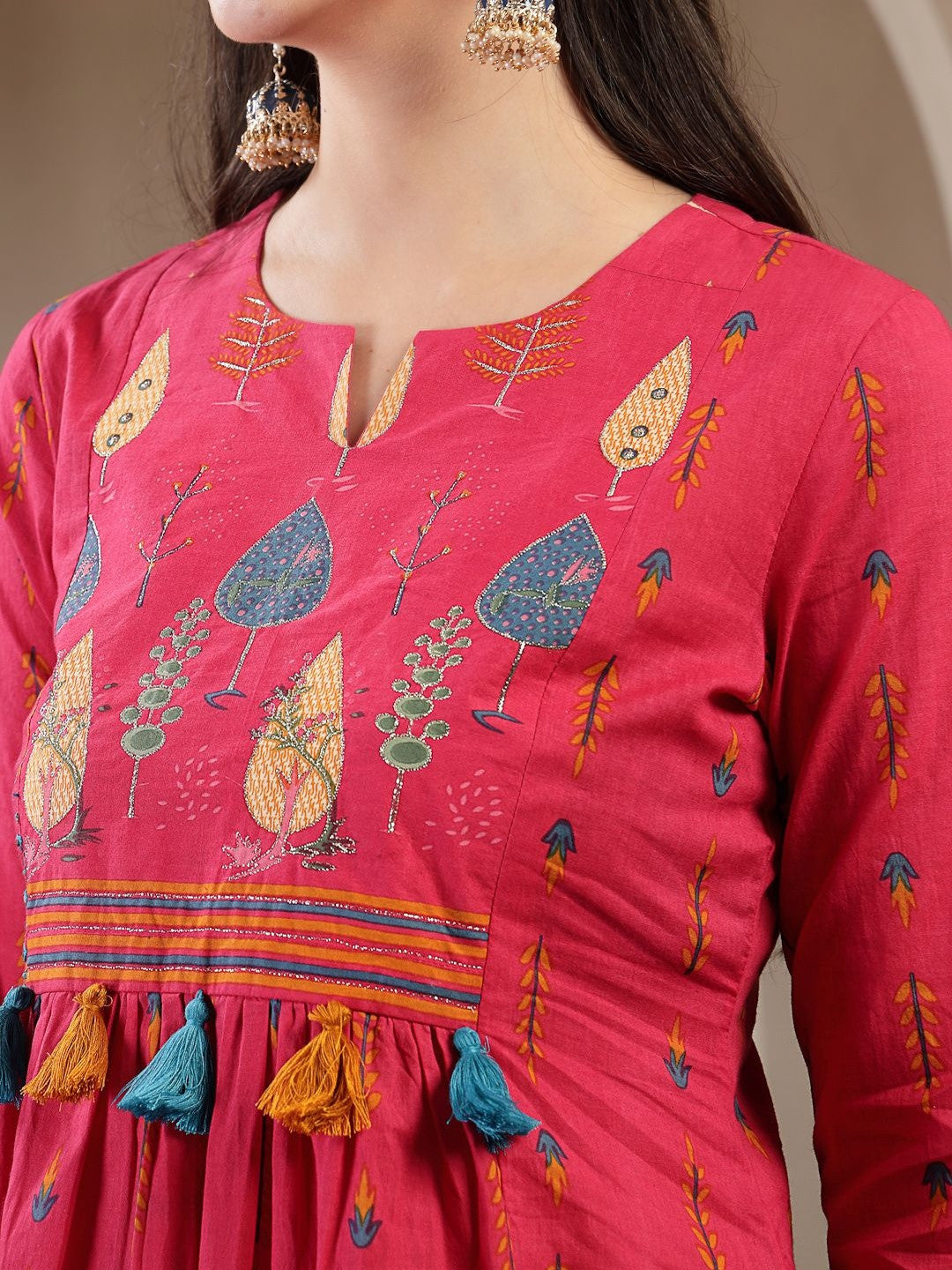 Printed Round Neck Kurta & Palazzos Kurta Set