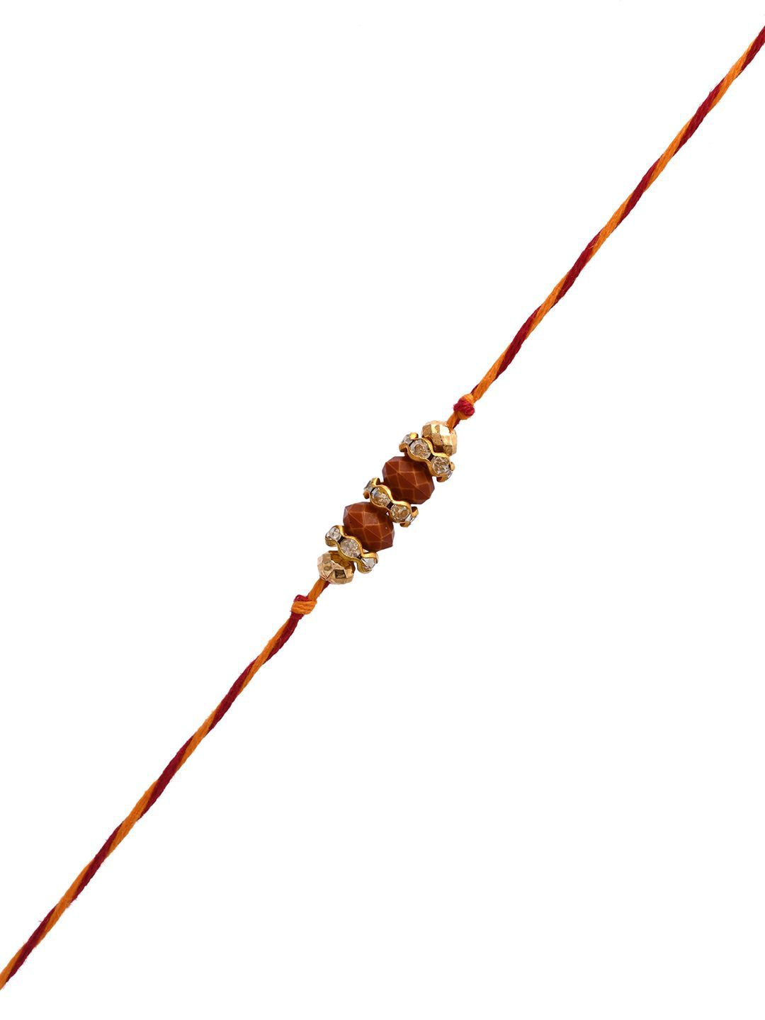 Dhiyona Gold-Toned Beaded Rakhi With Roli Chawal & Greeting Card