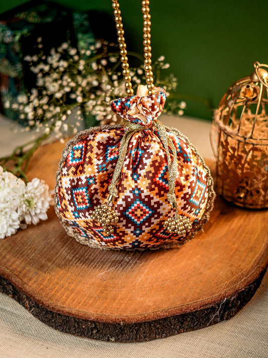 Dhiyona NR Printed Embellished Potli Clutch