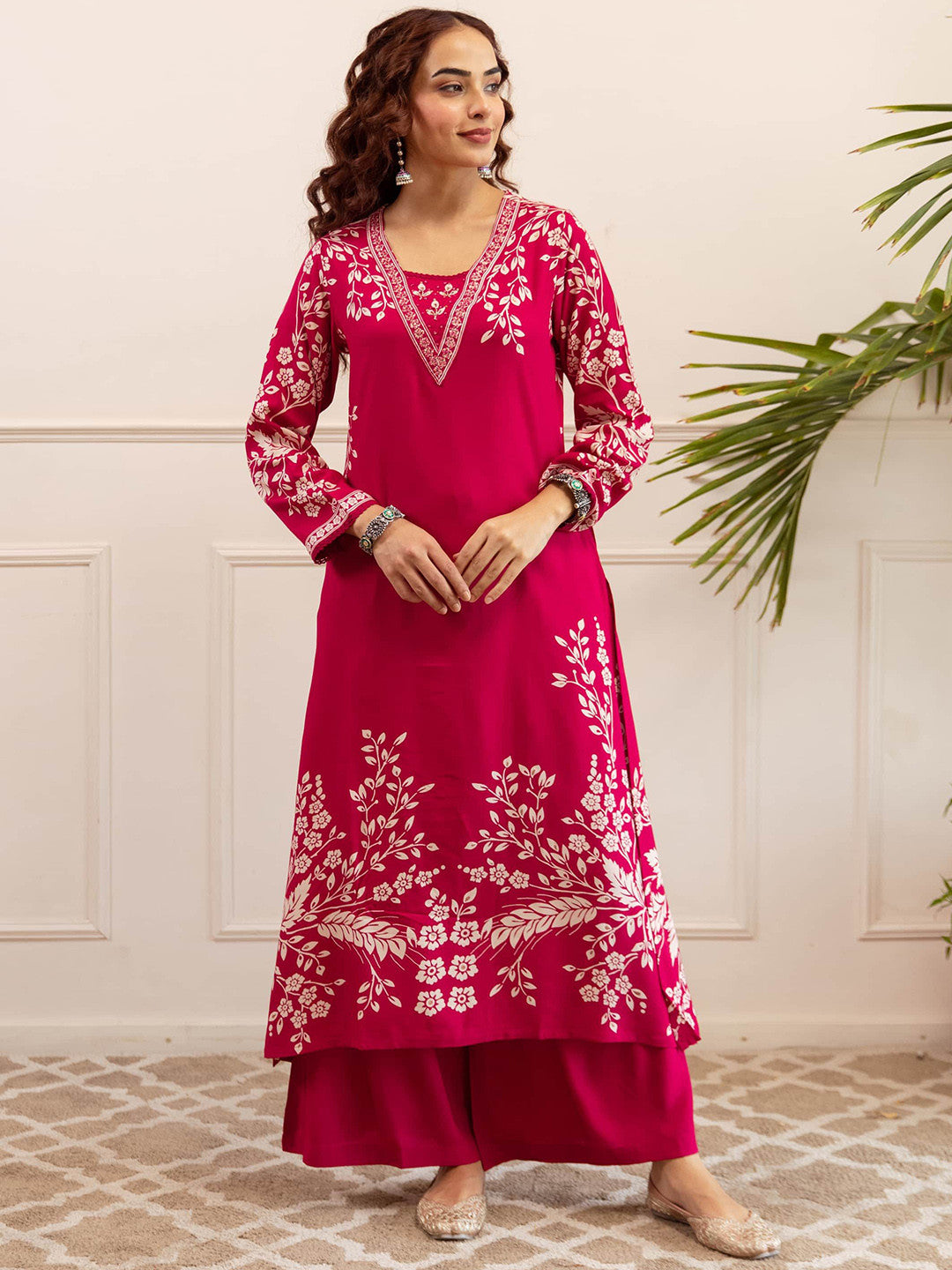 Dhiyona SN Women Printed A-Line Kurta & Palazzos