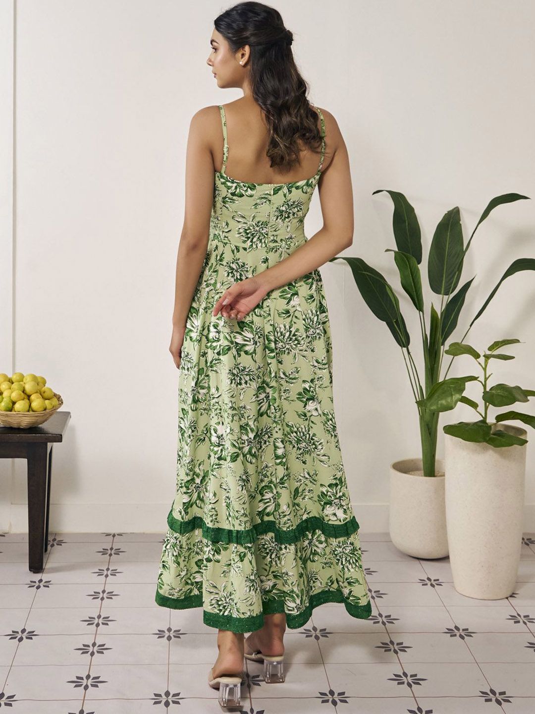 Dhiyona AY Women's Printed Flared Maxi Ethnic Dress