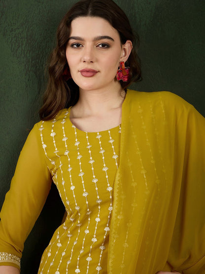 Dhiyona SN Embroidered Kurta With Sharara & Dupatta