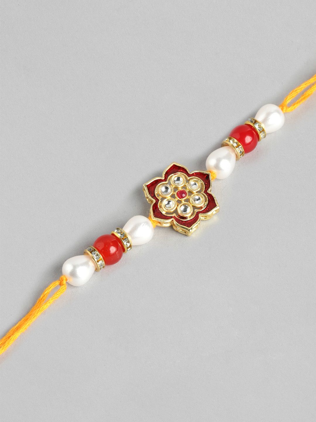Dhiyona Unisex Set of 2 Beaded Bhai Bhabhi Rakhis With Roli & Chawal