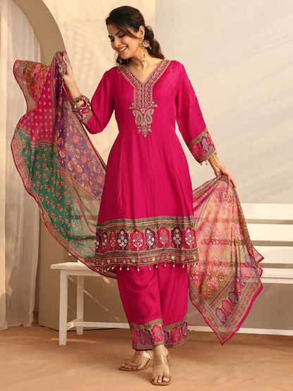 Dhiyona LL Women Ethnic Motifs Embroidered Regular Mirror Work Kurta with Palazzos & With Dupatta