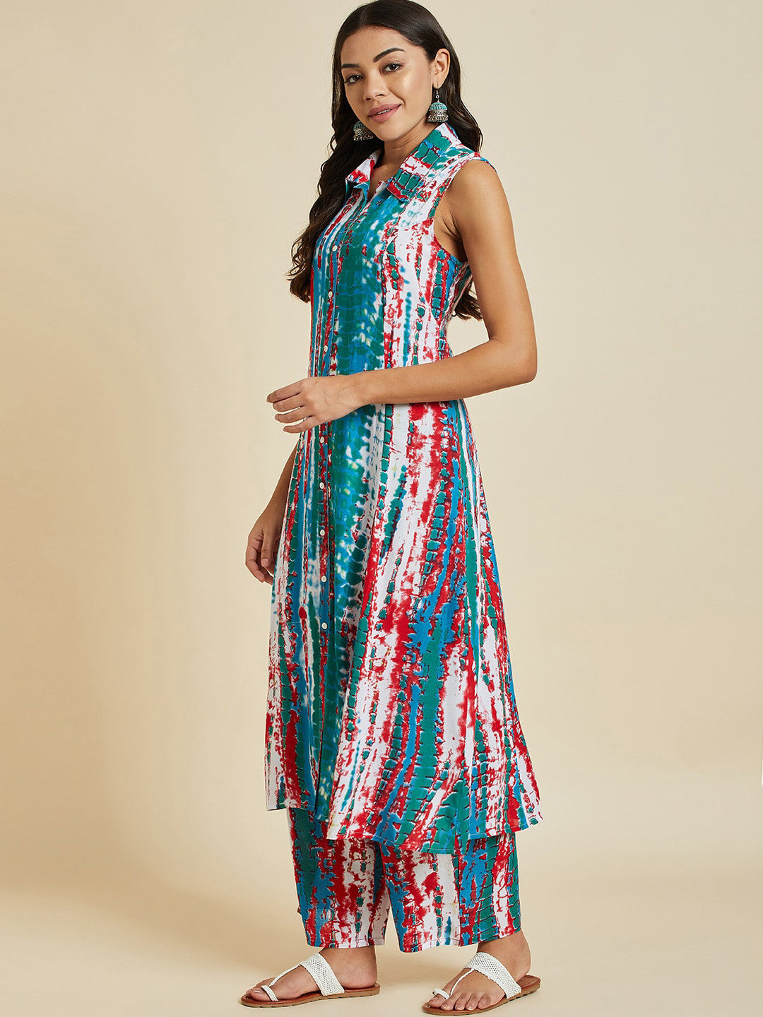 Blue Abstract Printed Kurta With Palazzos