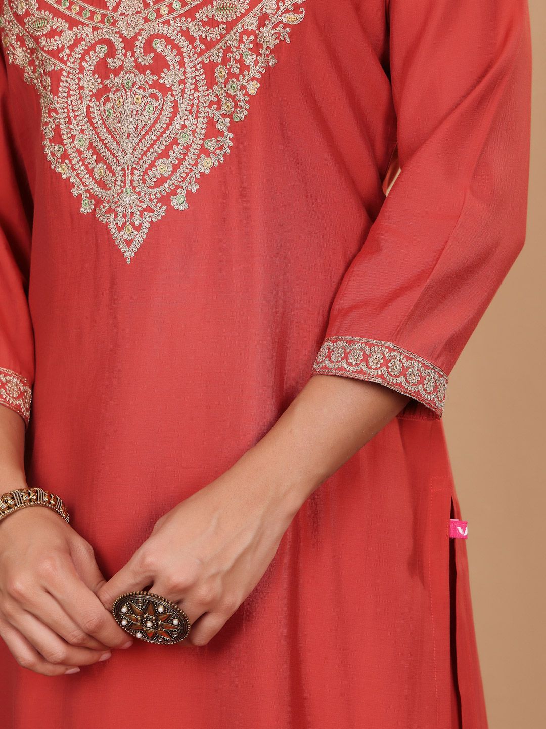 Dhiyona VA Women Embroidered Regular Kurta with Palazzos & With Dupatta