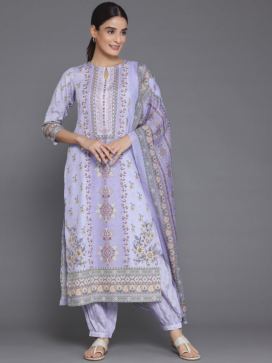 Floral Printed Keyhole Neck Regular Kurta with Salwar & Dupatta