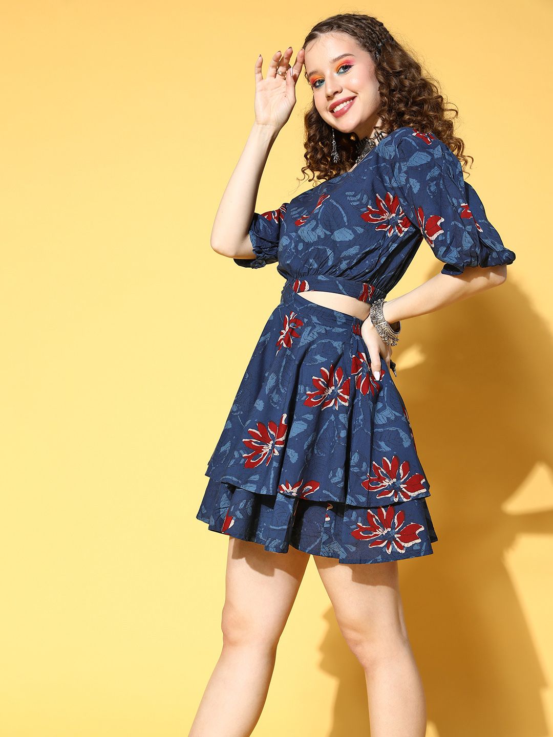 Dhiyona AY Women's Classic Navy Blue Floral All in the Details Dress