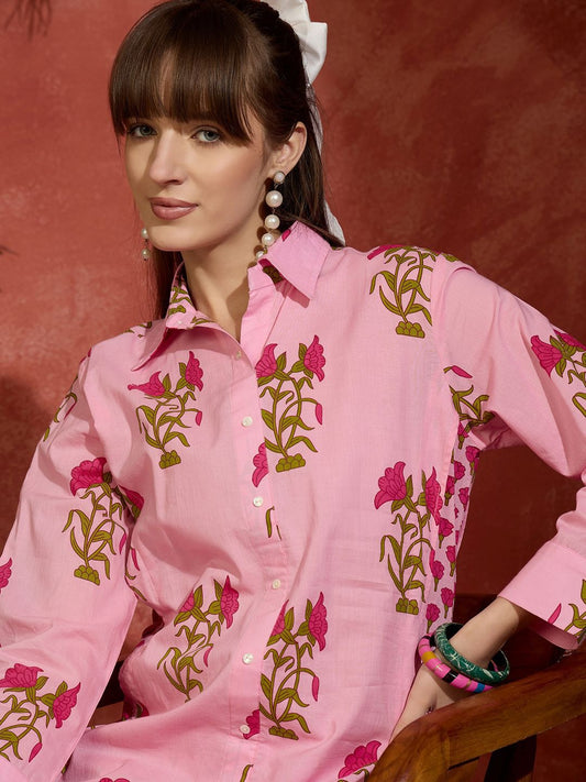 Dhiyona IE Indo era Printed Pure Cotton Straight Tunic & Trousers Co-Ord Set