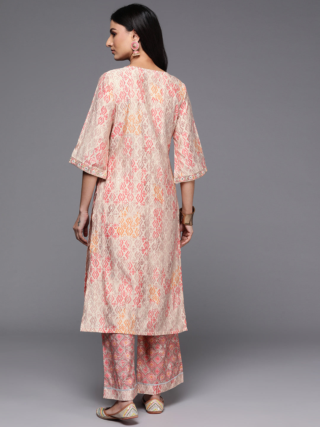 Ethnic Motifs Printed Zari Kurta with Palazzos