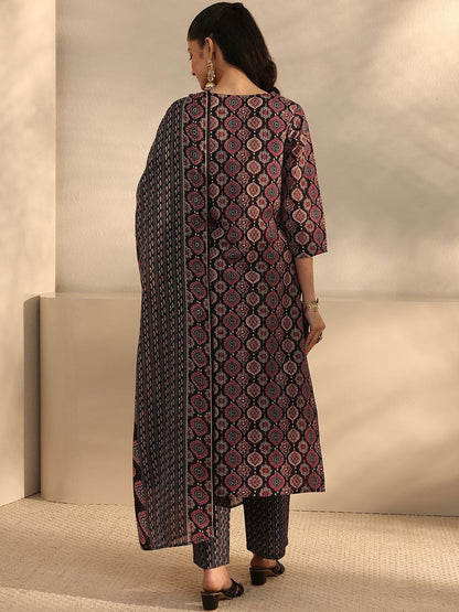 Women Ethnic Motifs Printed Regular Thread Work Kurta with Trousers & With Dupatta
