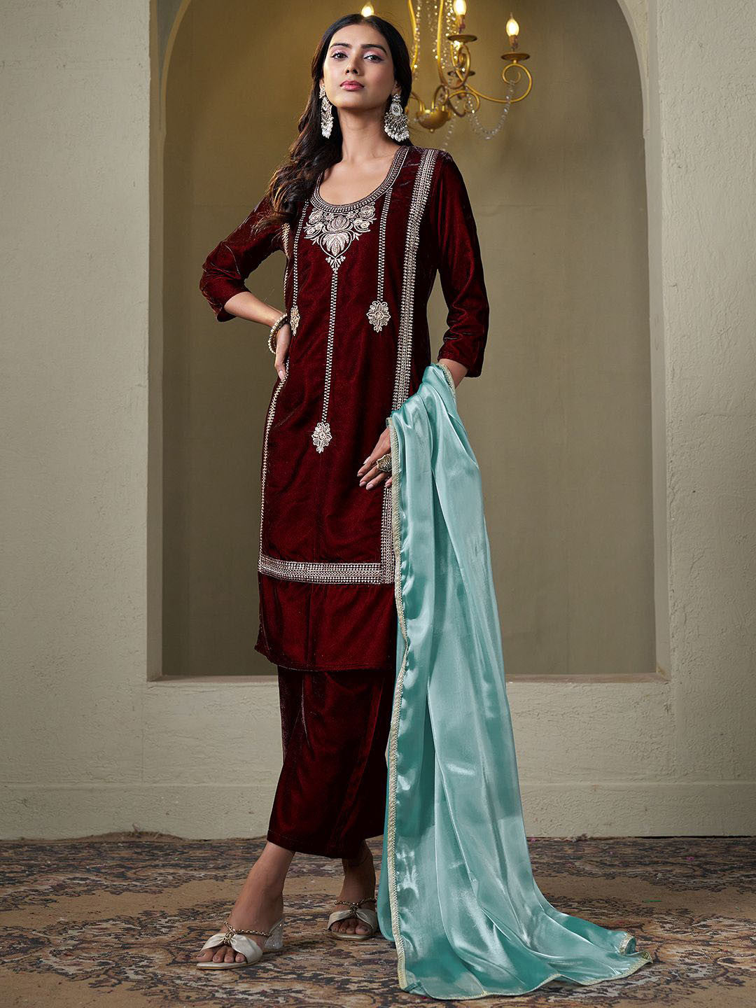 Embroidered Kurta & Trouser With Dupatta