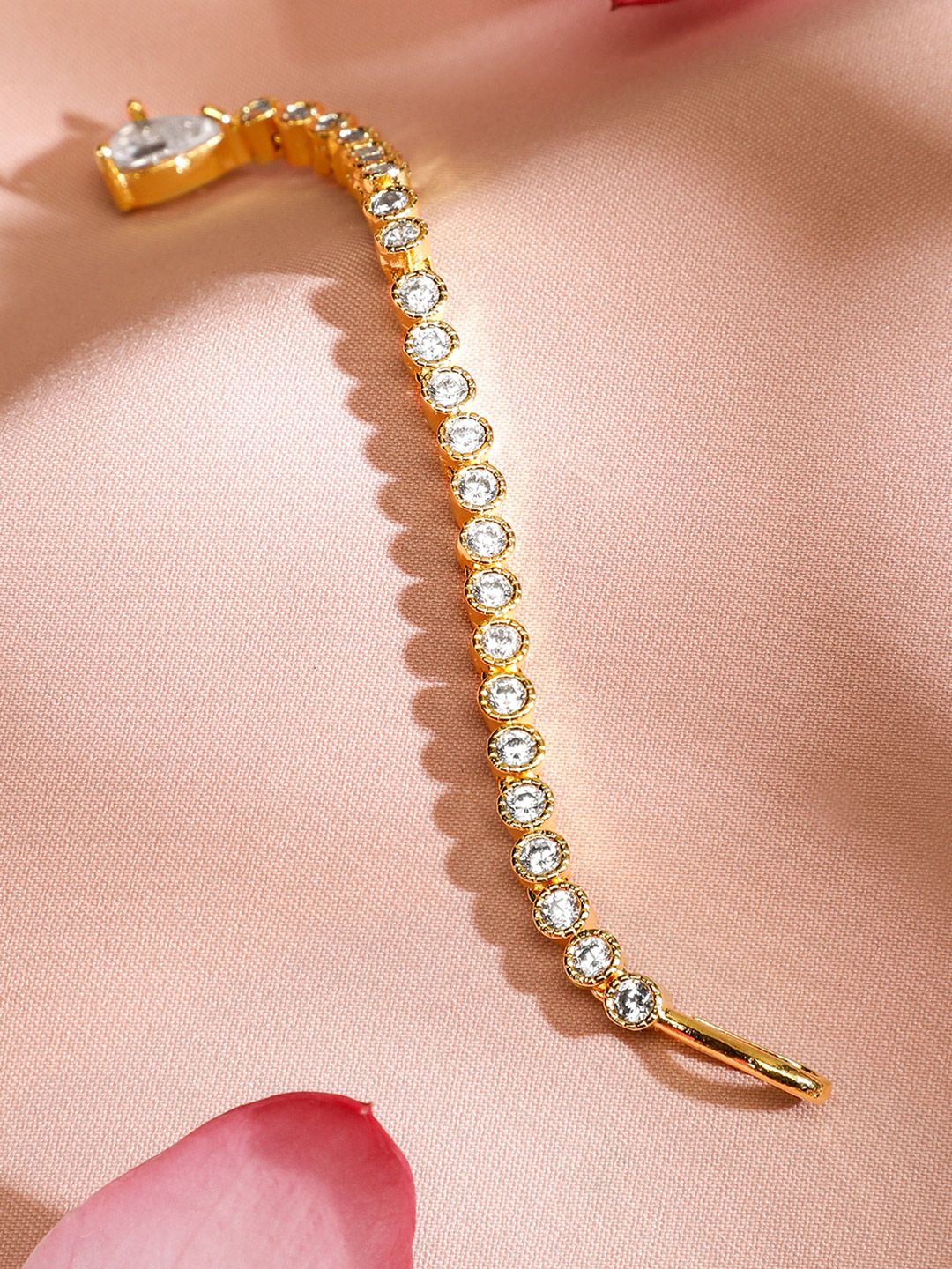 Dhiyona RJ Women's Stylish 22KT Gold Plated Cubic Zirconia Studded & AD Drop Handcrafted Maang Tikkas