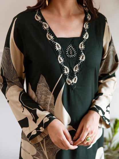 Women Printed Regular Beads and Stones Kurta with Palazzos
