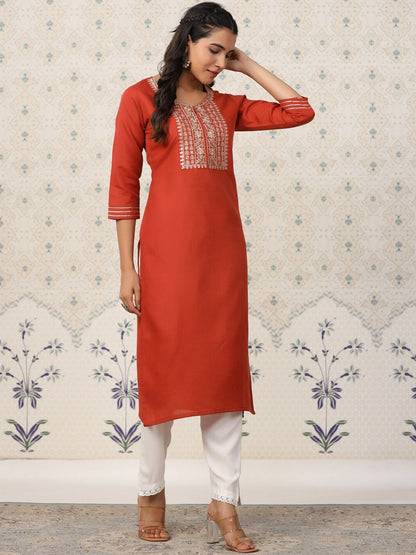 Dhiyona OD  Ethnic Motifs Embroidered Straight Kurta