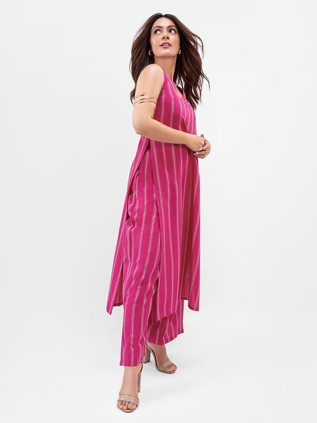 Women Striped Regular Kurta with Palazzos