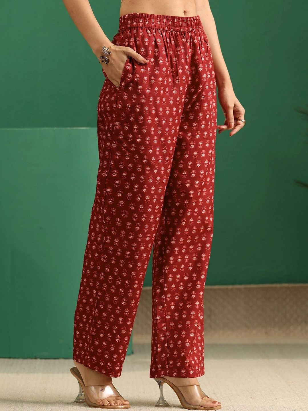 Women Ethnic Motifs Printed Regular Thread Work Kurta with Trousers & With Dupatta