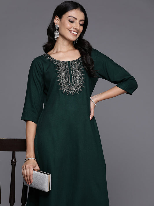 Ethnic Motifs Yoke Design Zari Kurta with Trousers