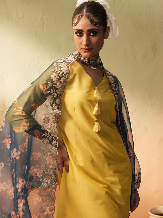 Dhiyona IS Women's Women Printed Regular Kurta with Trousers & With Dupatta