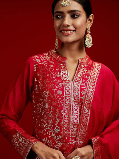 Dhiyona LL Floral Embroidered Sequinned Kurta with Palazzos & Dupatta