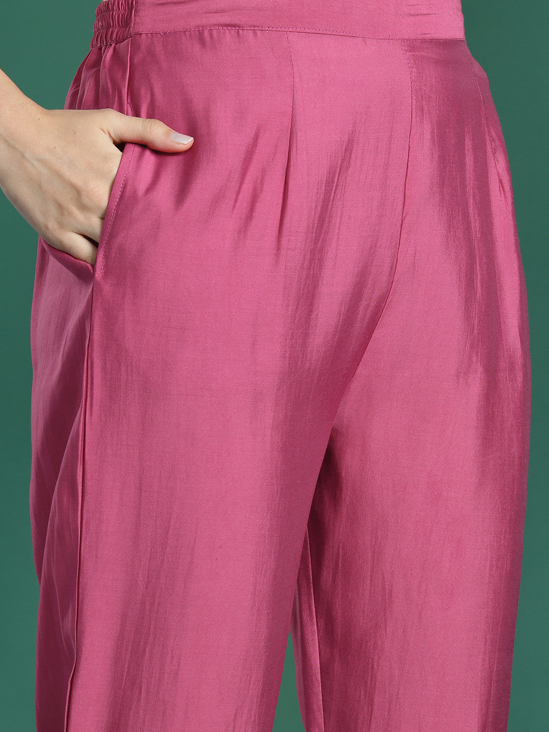 Ethnic Motifs Embroidered Panelled Mirror Work Kurta With Trousers & Dupatta