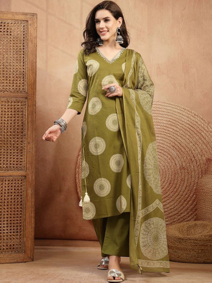 Women Ethnic Motifs Printed Regular Kurta with Palazzos & With Dupatta