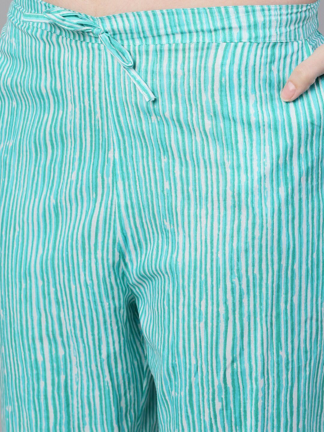 Dhiyona IS Women's Women Blue Printed Kurta with Trousers