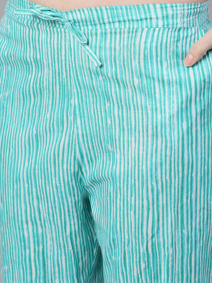 Dhiyona IS Women's Women Blue Printed Kurta with Trousers