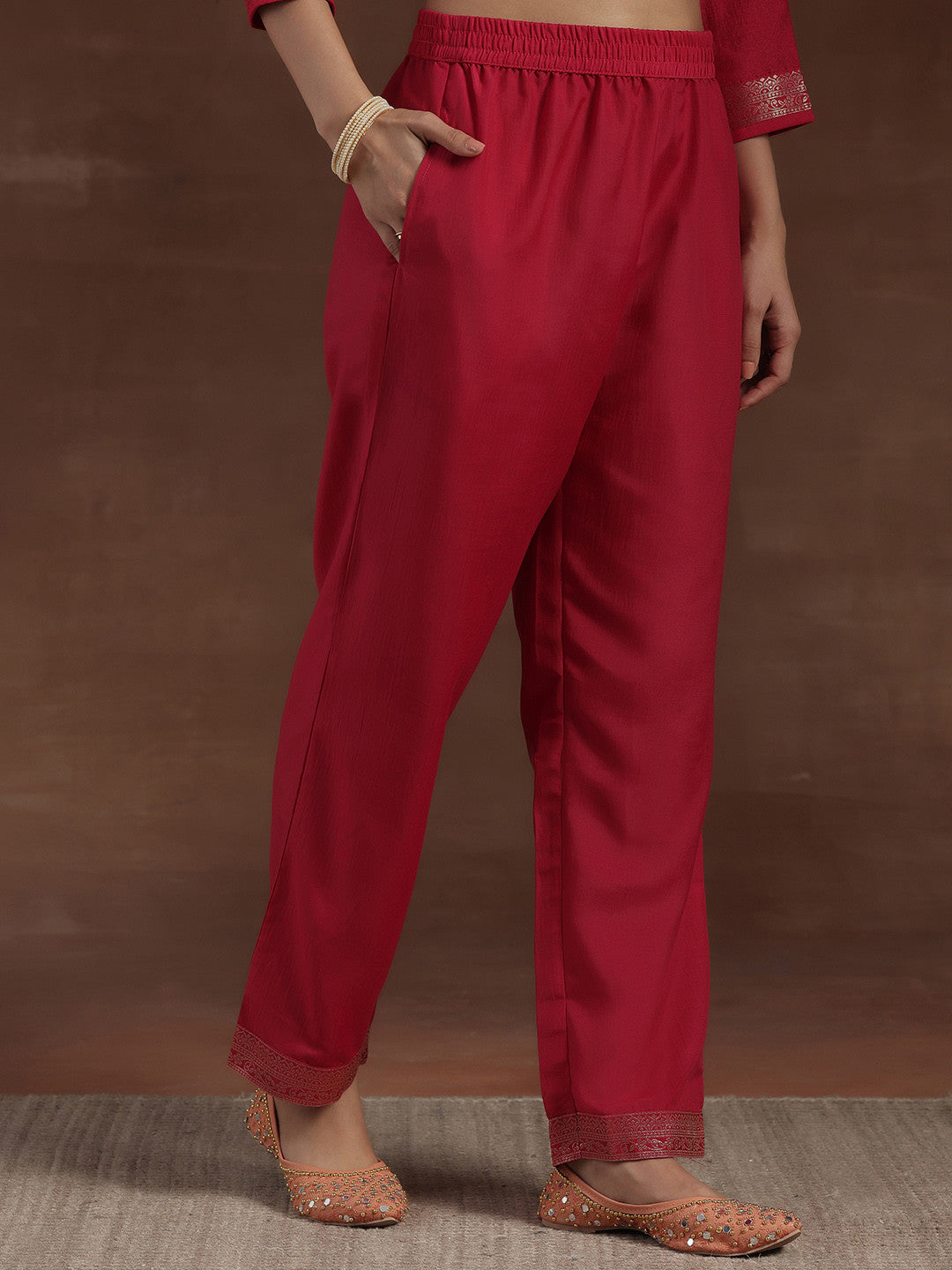 Woven Design Regular Kurta with Palazzos & Dupatta